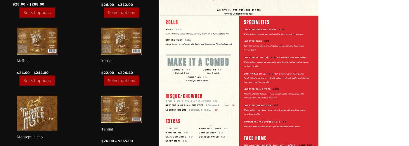 Thirsty Mule Winery & Vineyard Menu