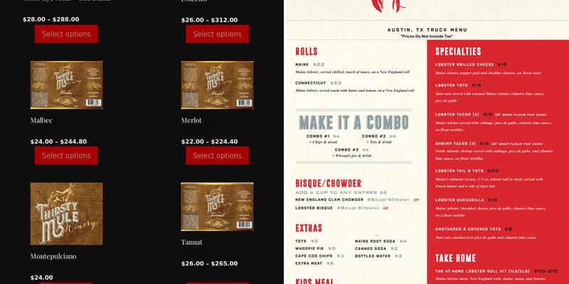 Thirsty Mule Winery & Vineyard Menu