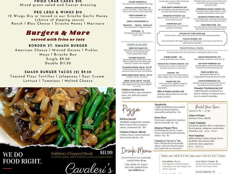 Cavaleri's Kitchen Menu