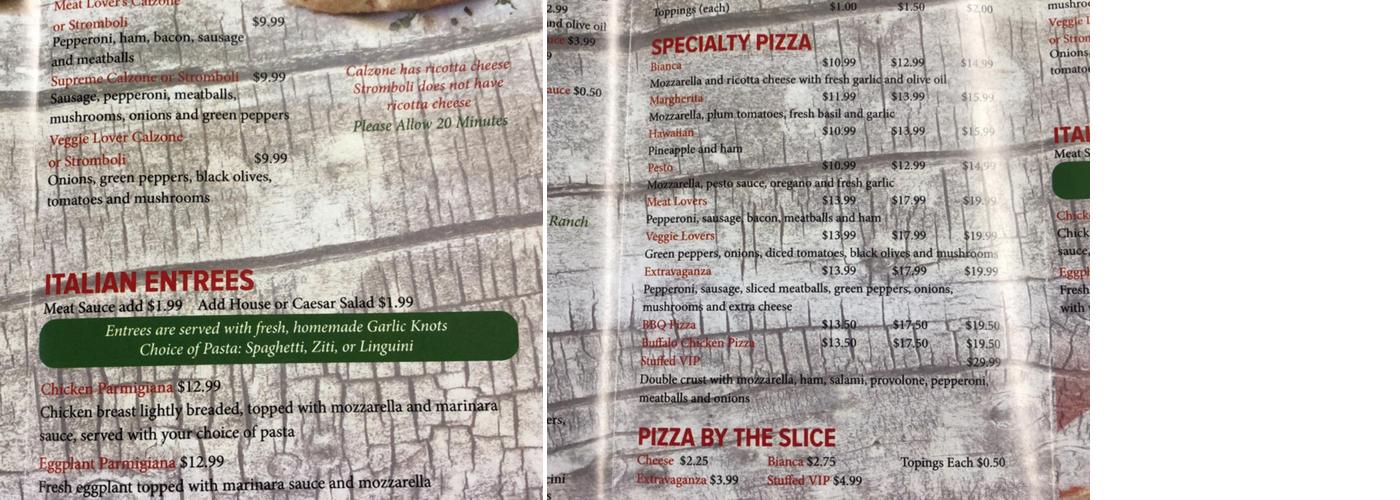 pizza over yonder Menu