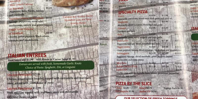 pizza over yonder Menu