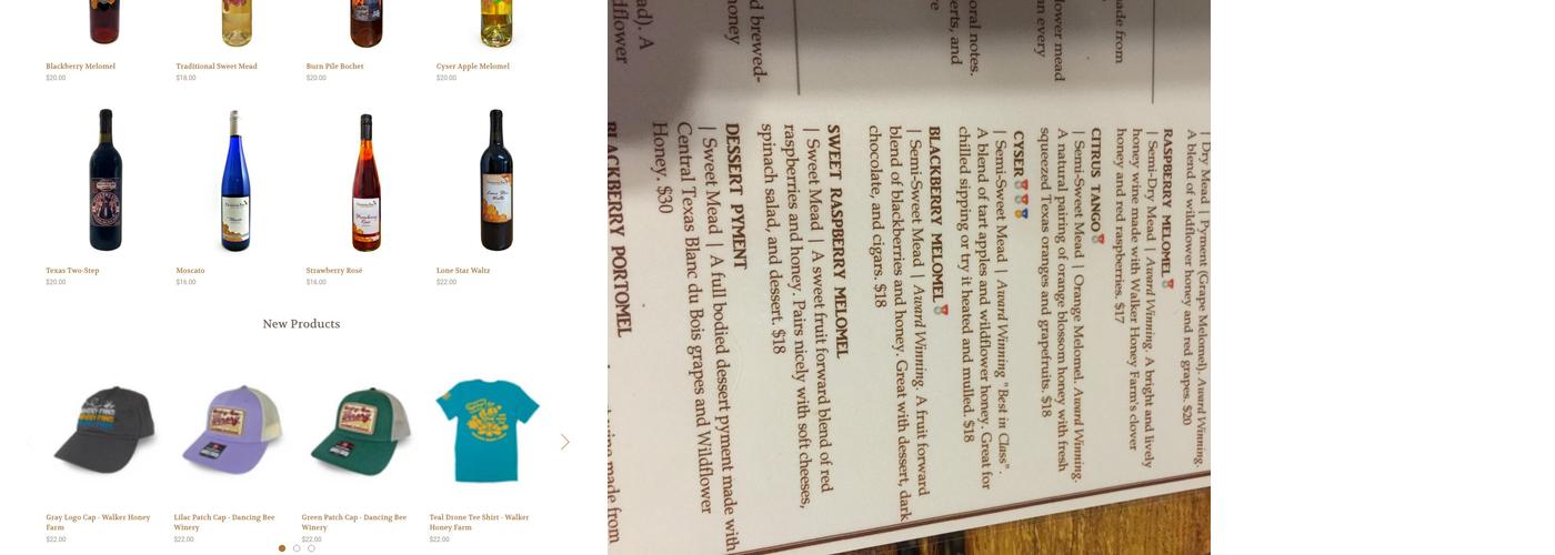 Dancing Bee Winery Menu