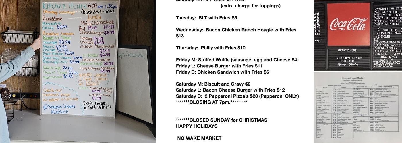 Sharps Chapel Market Menu