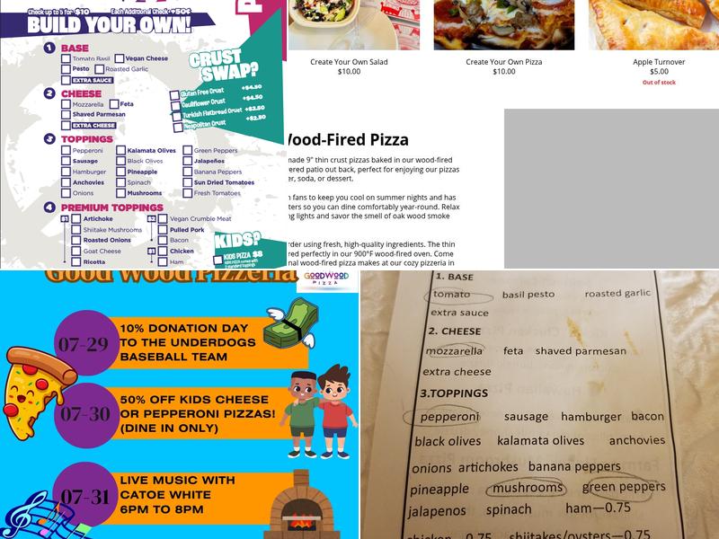 Good Wood Pizzeria Menu
