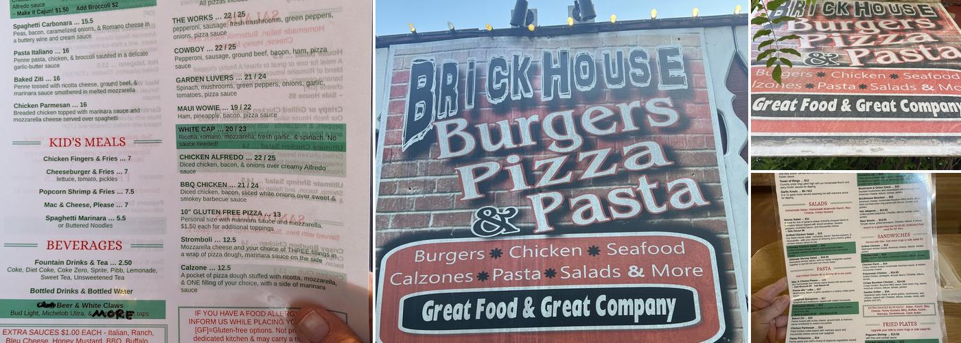 Brickhouse Burgers, Pizza & Pasta Menu