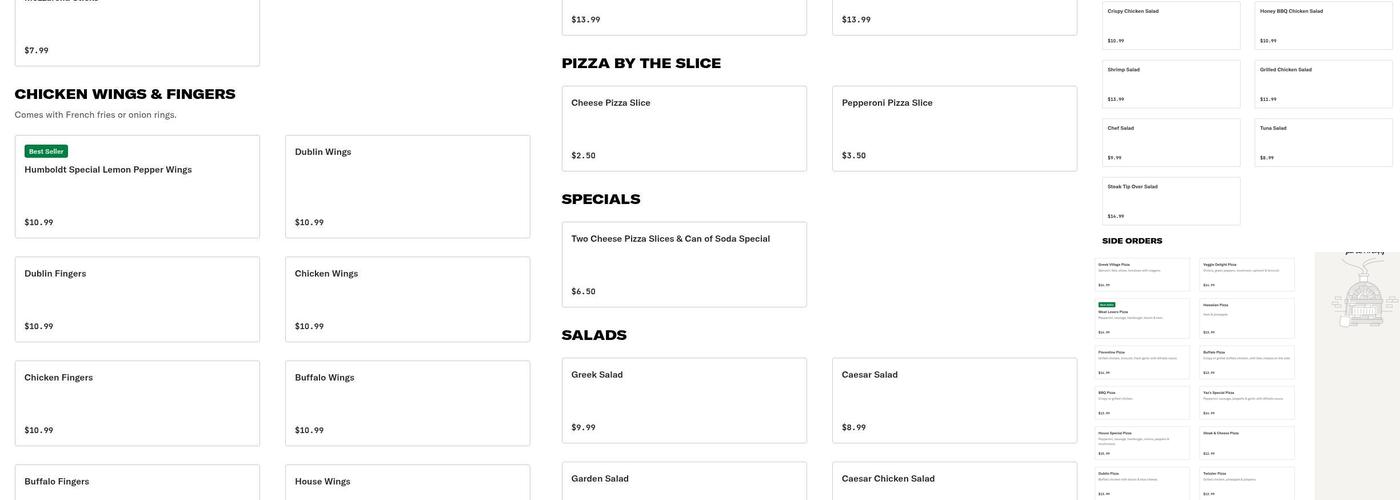 Dublin house of pizza Menu