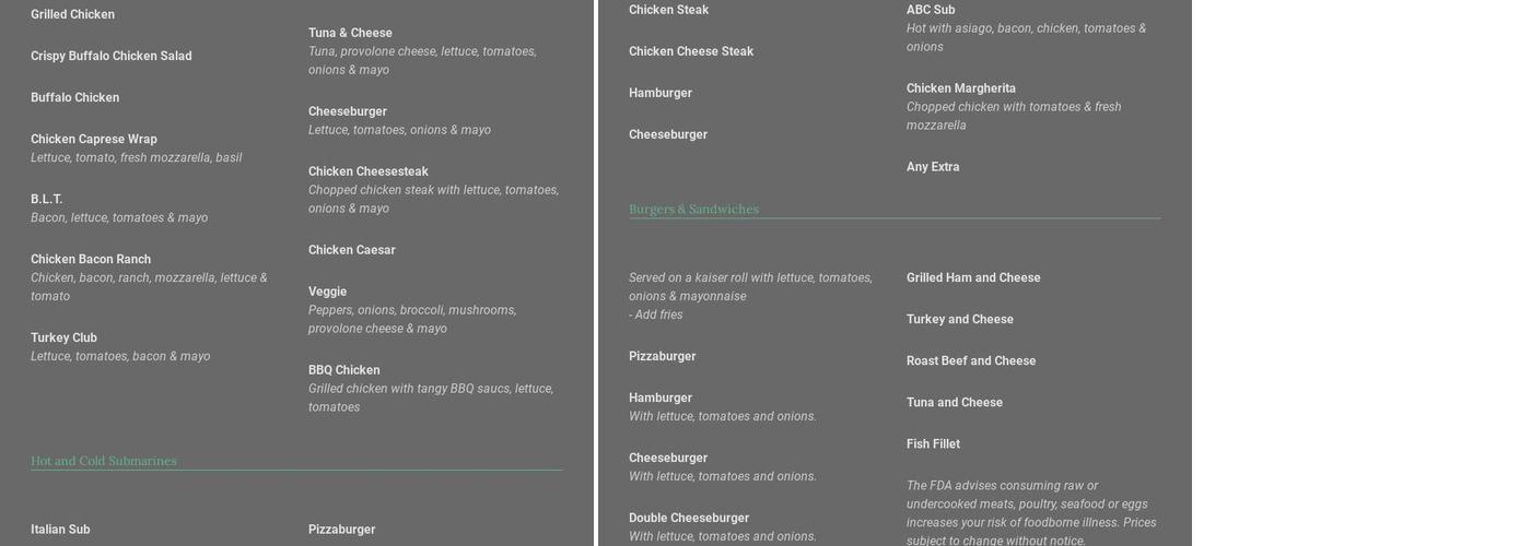 Oscar's Pizza Town USA Menu