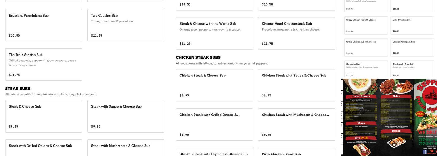 Seppes Pizza Junction Menu