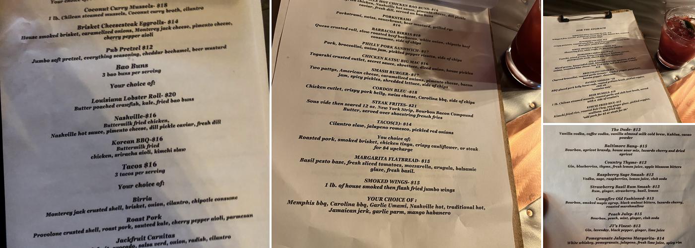 Notch Eight Craft House Menu