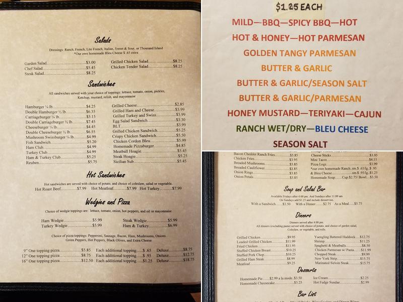 Carriage Inn Menu