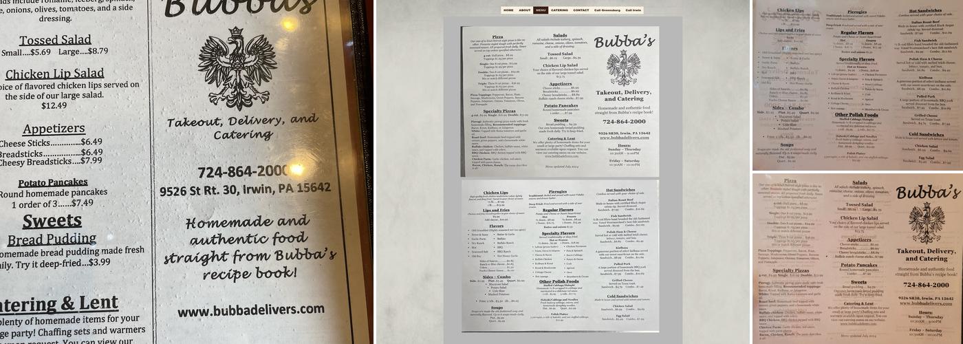 Bubba's Menu