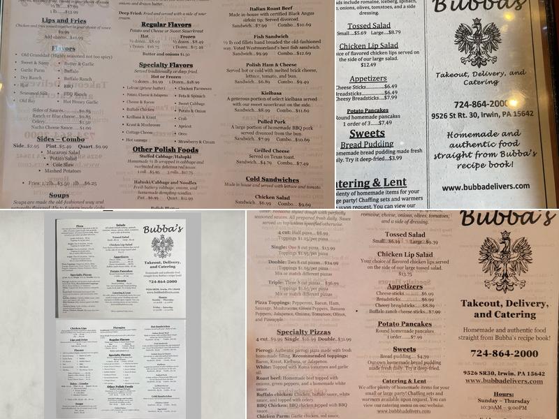 Bubba's Menu
