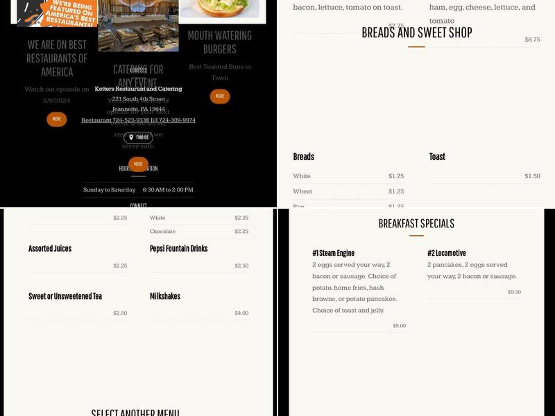 Ketters Restaurant Catering Menu