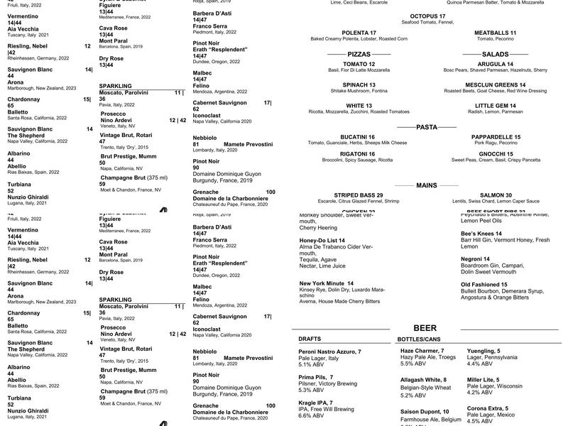 Vela Menu