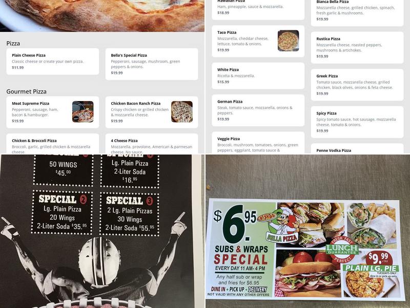 Bella Pizza Menu