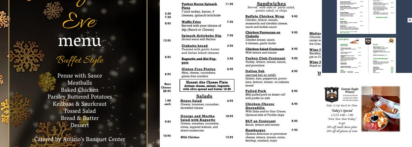 Greene Eagle Winery Menu