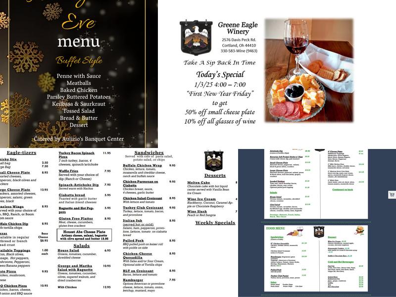 Greene Eagle Winery Menu