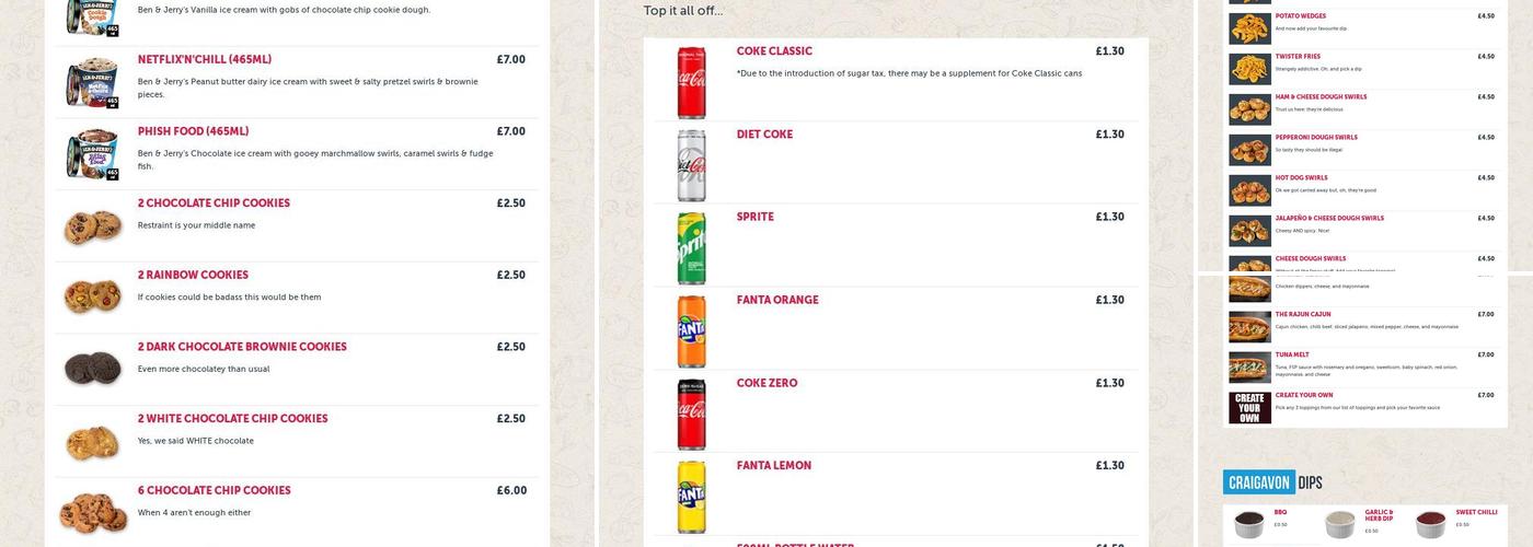 Four Star Pizza Craigavon Menu