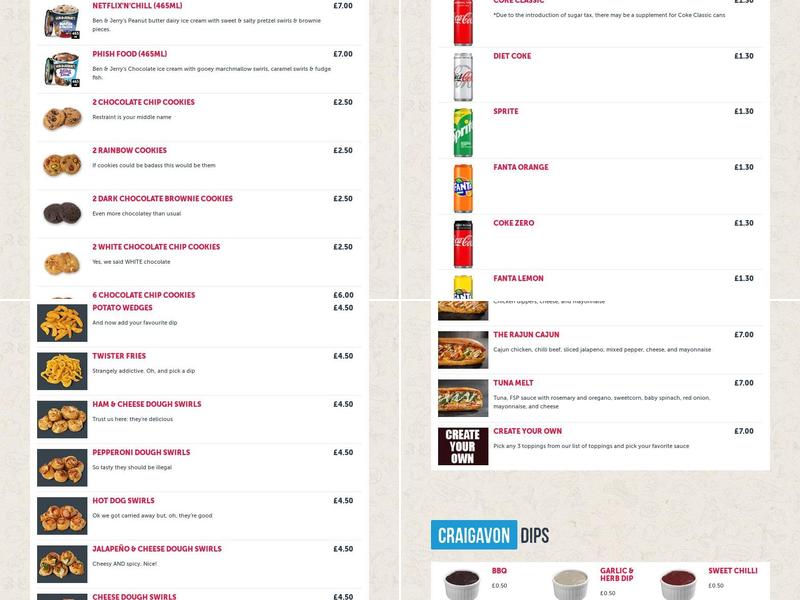 Four Star Pizza Craigavon Menu