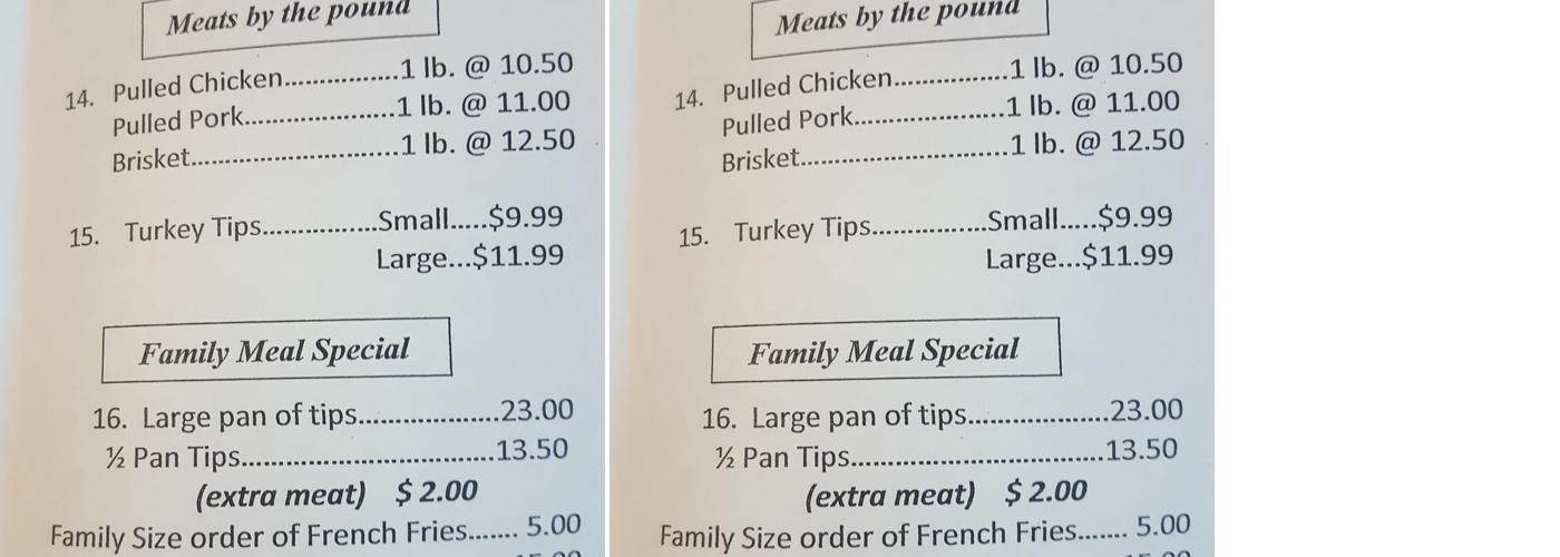 Louisiana Barbeque Menu
