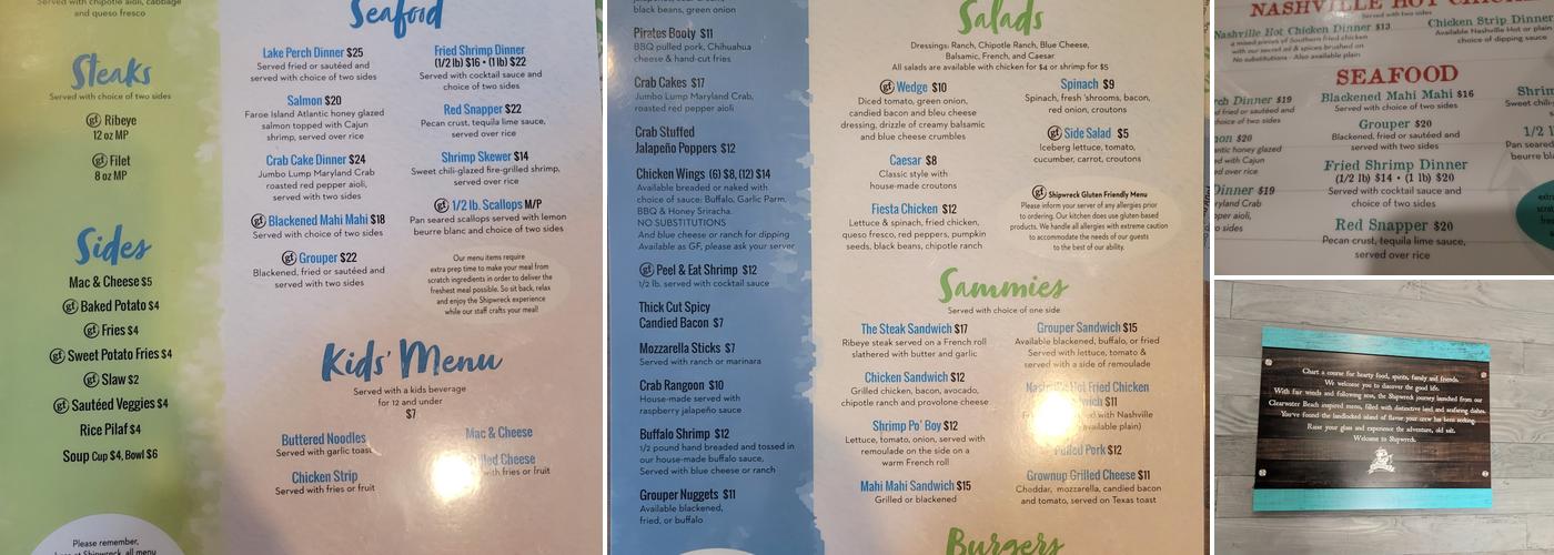 Shipwreck Bar & Grill Menu