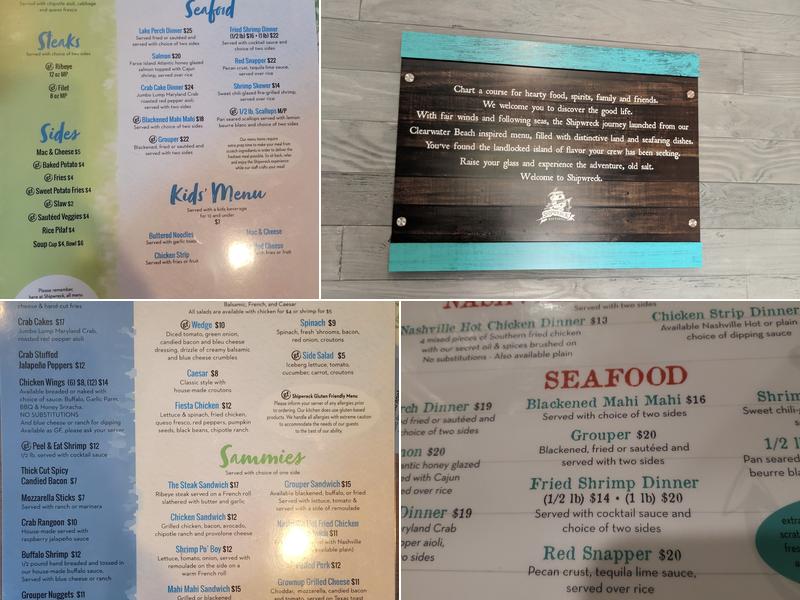 Shipwreck Bar & Grill Menu