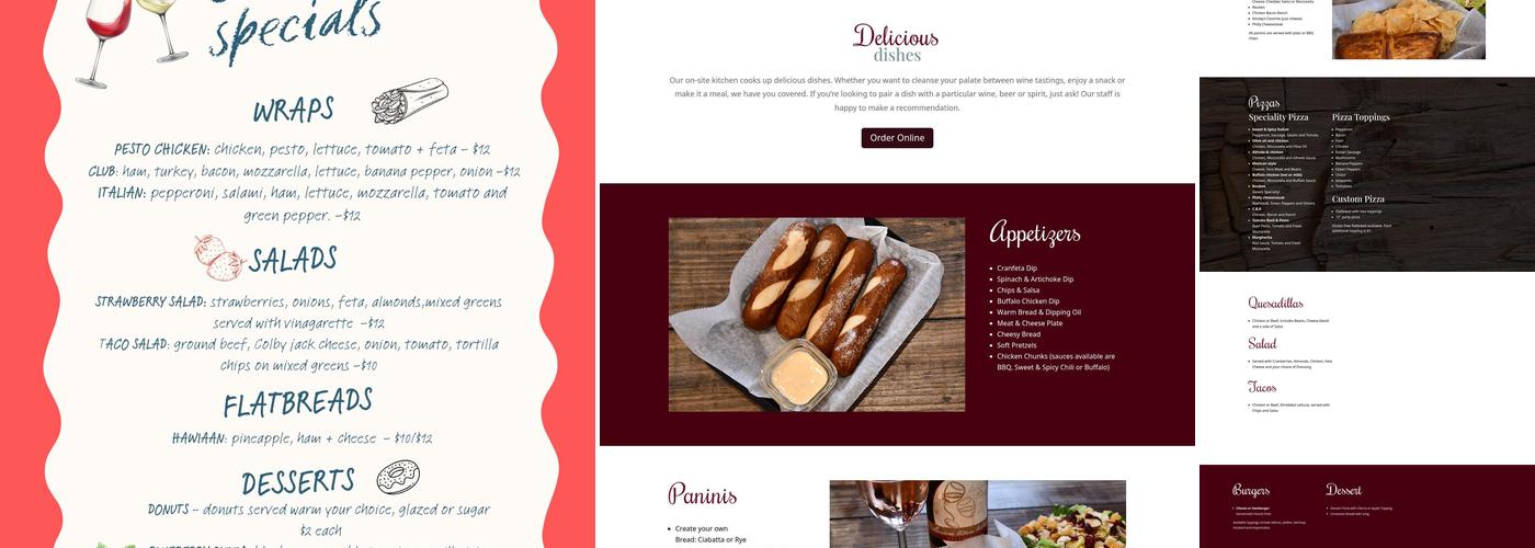 Leisure Time Winery Napoleon Menu