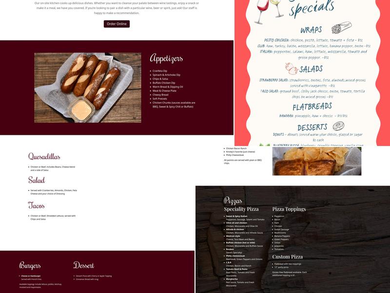 Leisure Time Winery Napoleon Menu