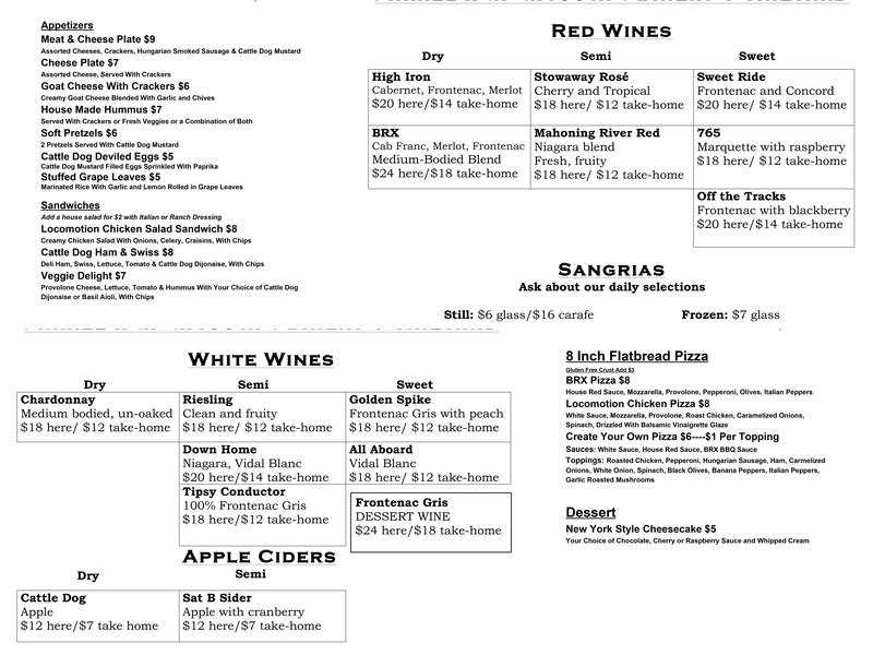 Barrel Run Crossing Winery and Vineyard Menu