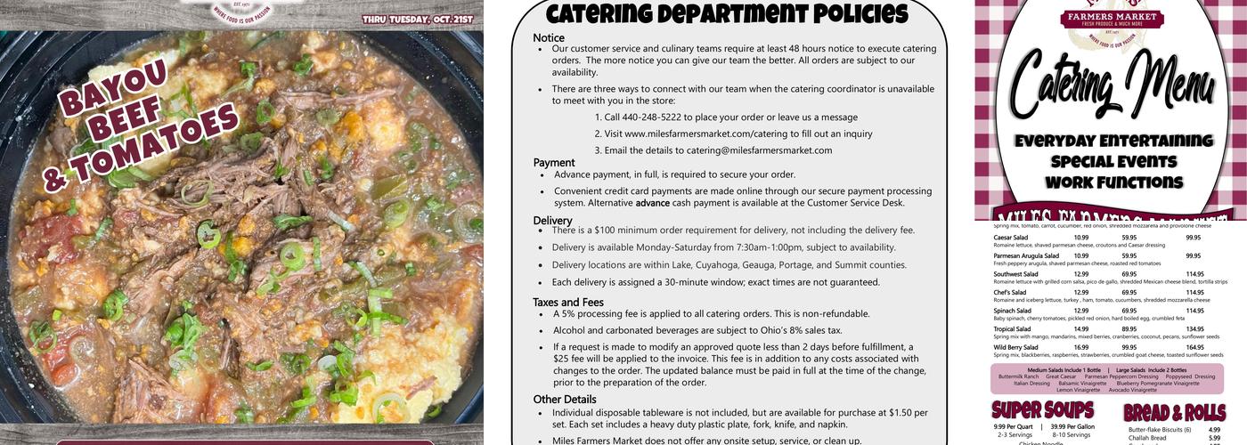 Miles Farmers Market. Menu