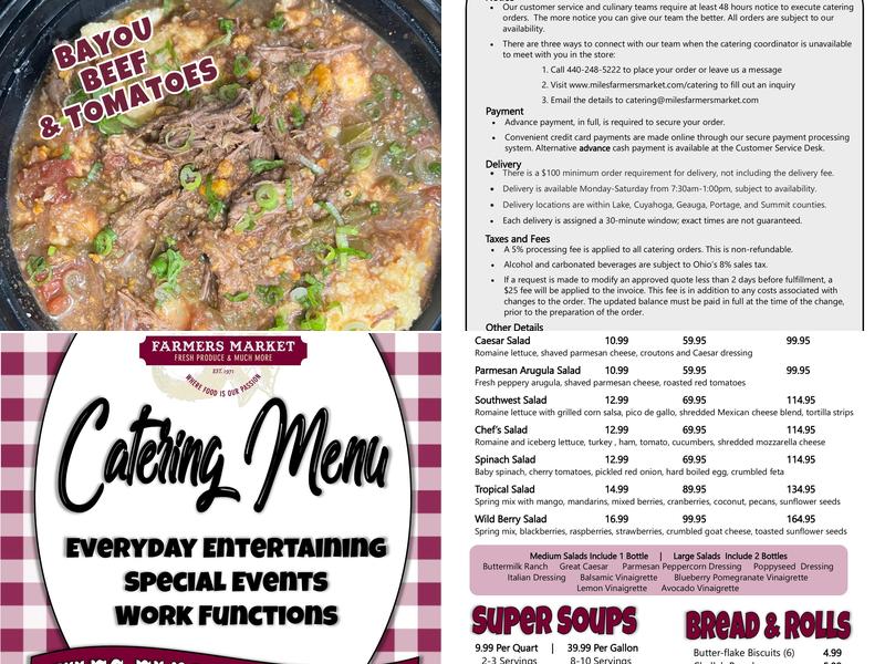 Miles Farmers Market. Menu