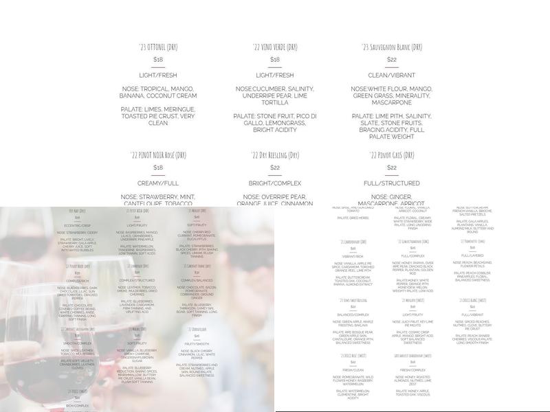 Vermilion Valley Vineyards Menu