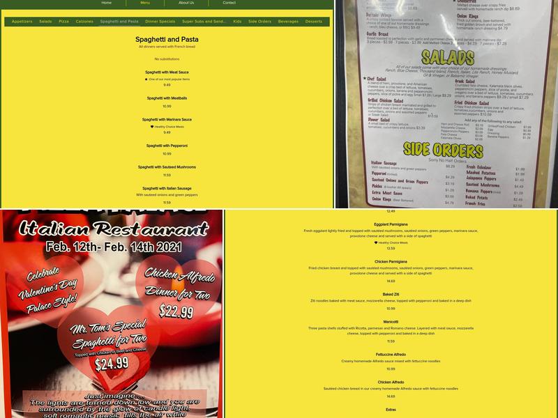 Pizza Palace Italian Restaurant Menu