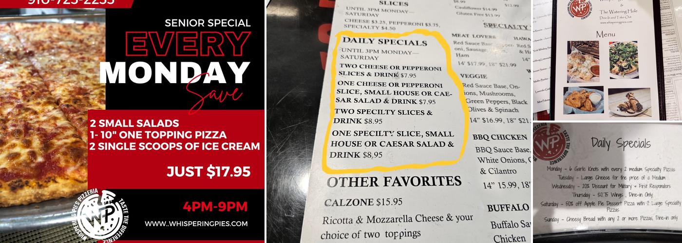 Whispering Pies Menu