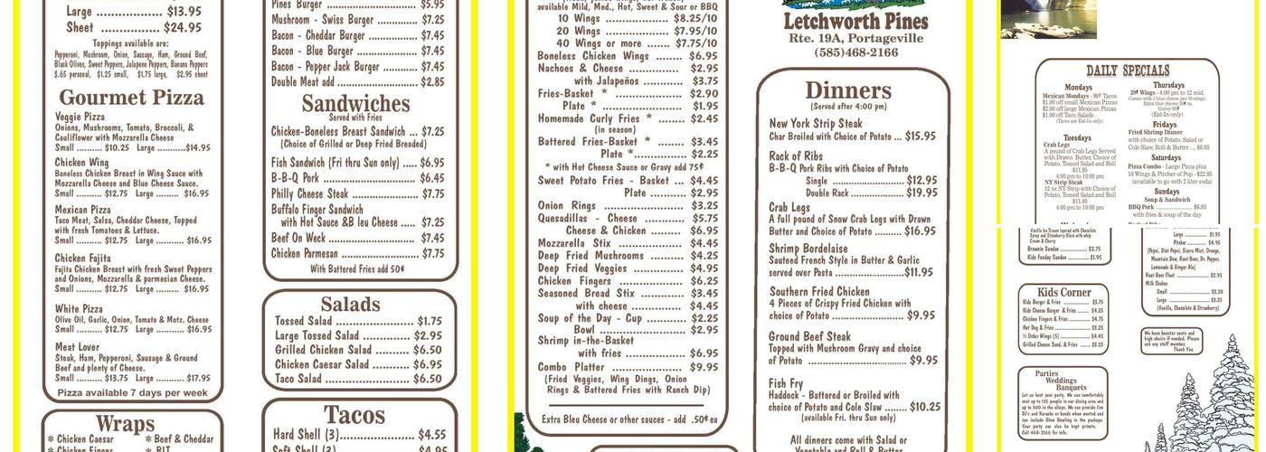 Letchworth Pines Menu