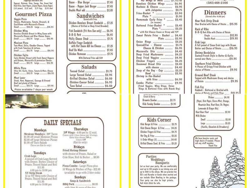 Letchworth Pines Menu