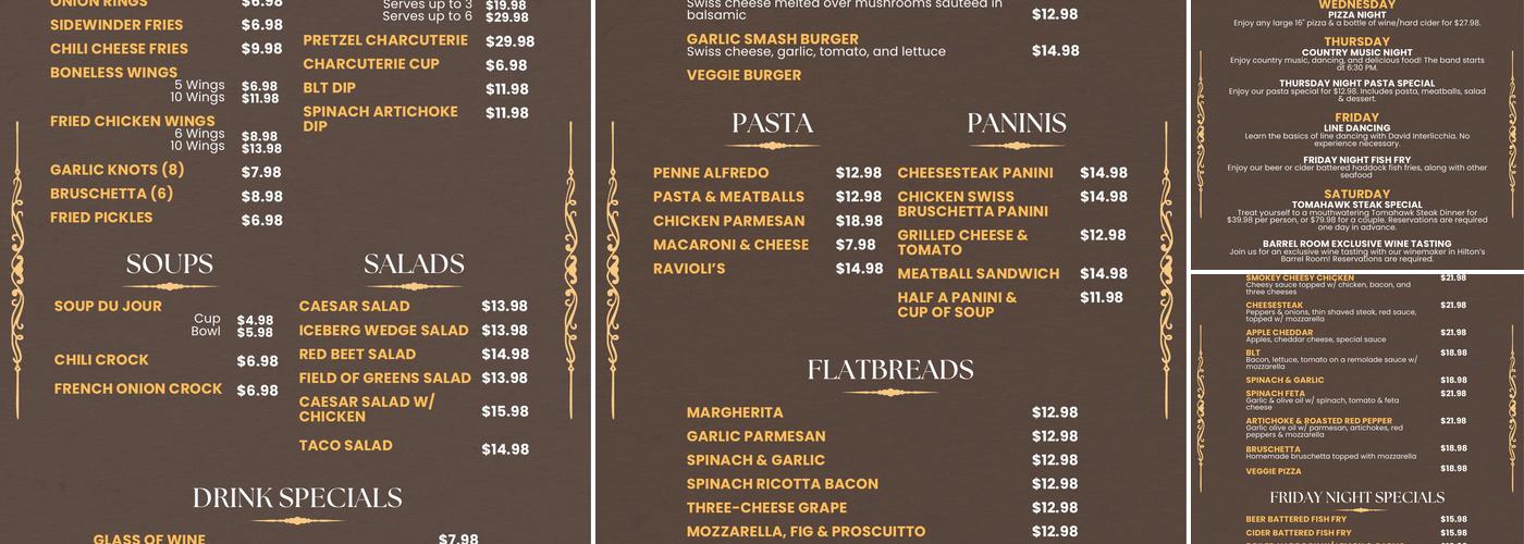 Mayers Lake Ontario Winery & Cidery Menu