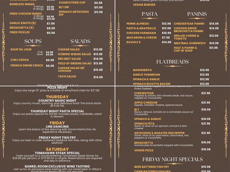 Mayers Lake Ontario Winery & Cidery Menu