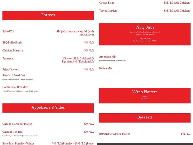 Country Corners Deli Menu