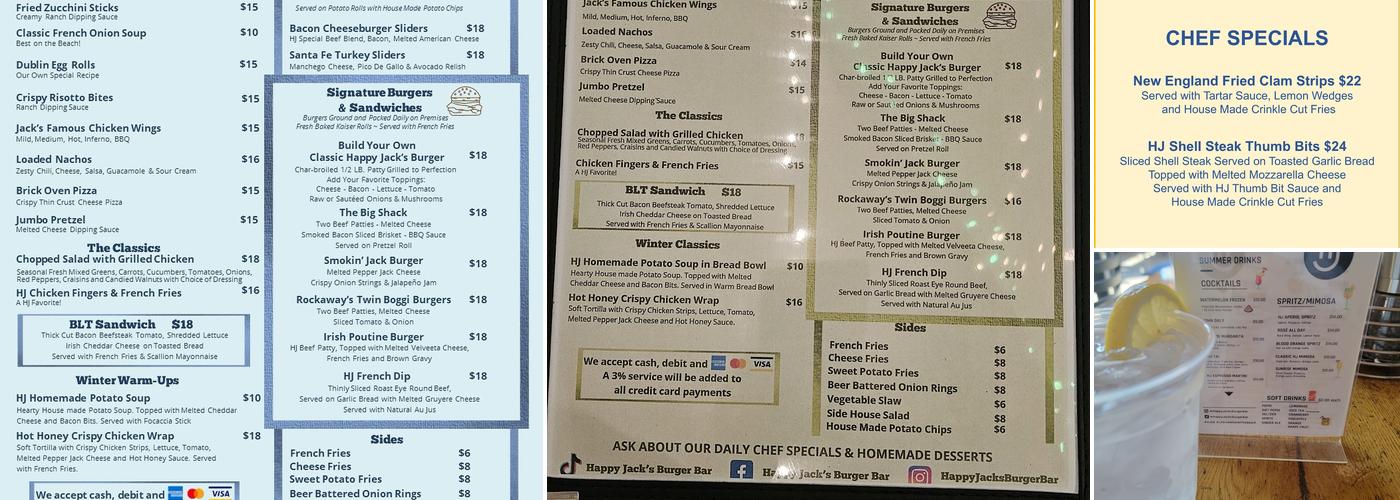 Happy Jack's Burger Bar Menu