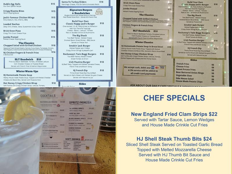 Happy Jack's Burger Bar Menu