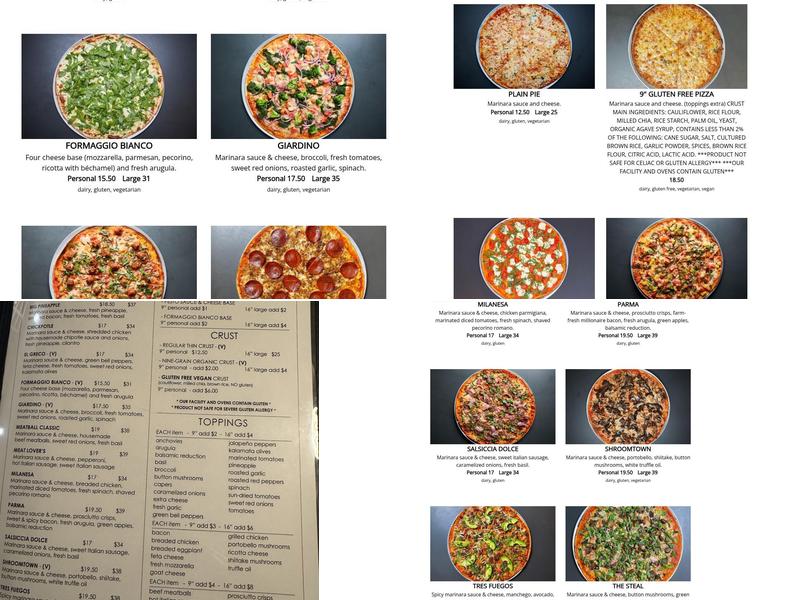 Spunto NYC Thin Crust Pizza Menu