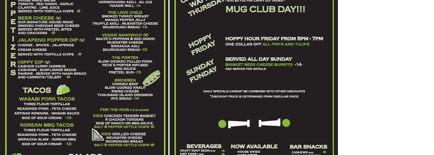 Tapistry Brewing Company Menu