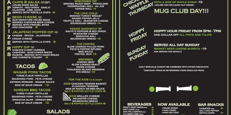Tapistry Brewing Company Menu