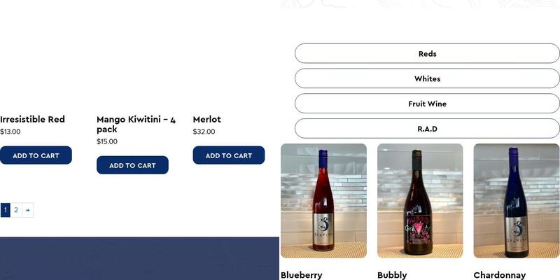 Gravity Vineyards and Winery Menu