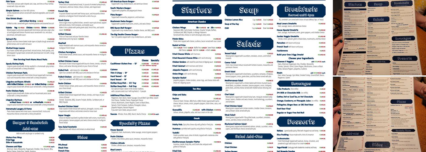 Valiant Bar and Grill Menu