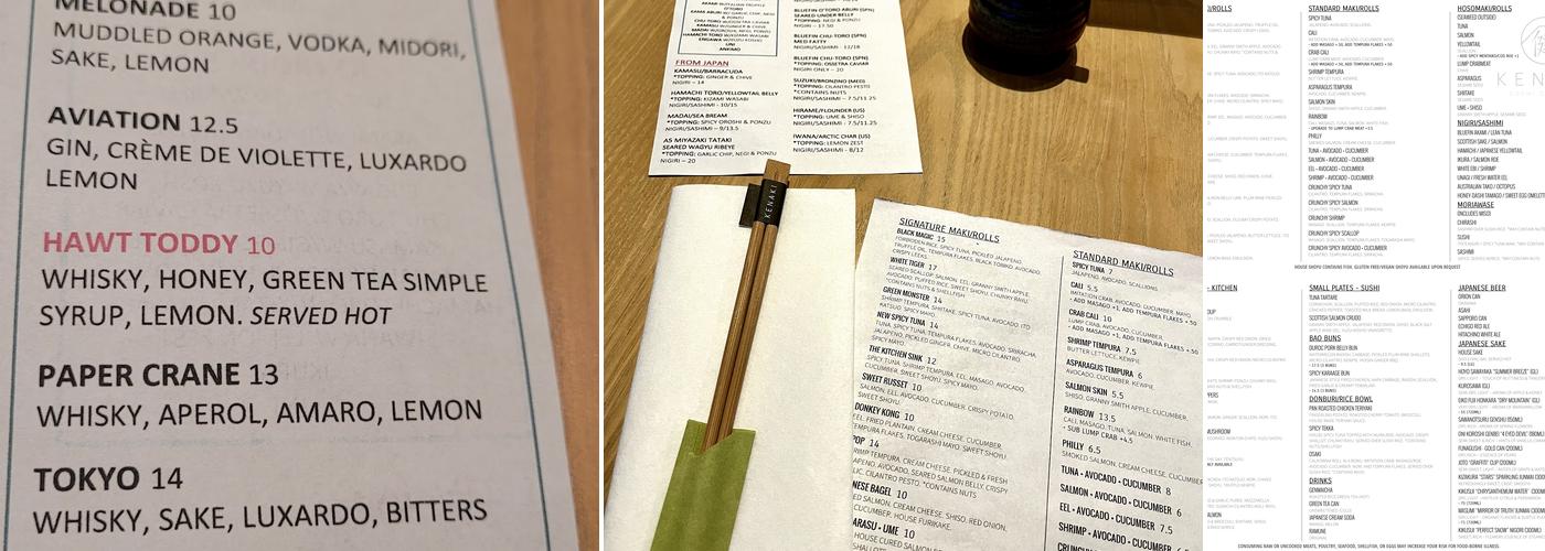 KENAKI Sushi Counter Menu