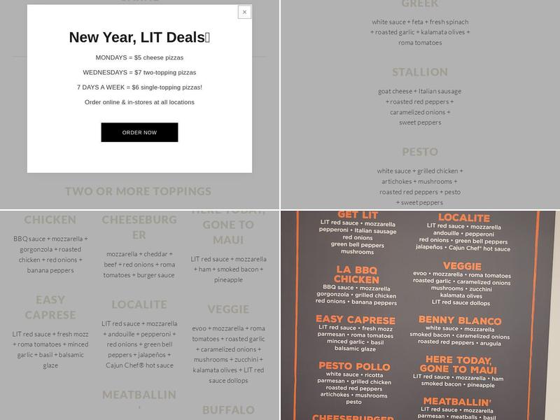 LIT Pizza Menu