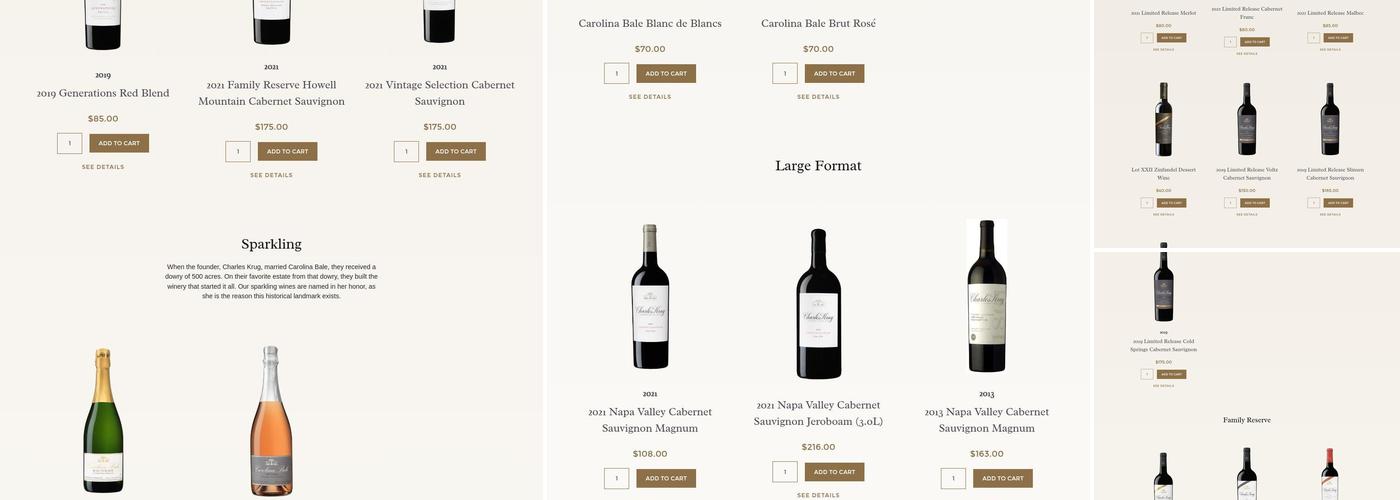 Charles Krug Winery Menu