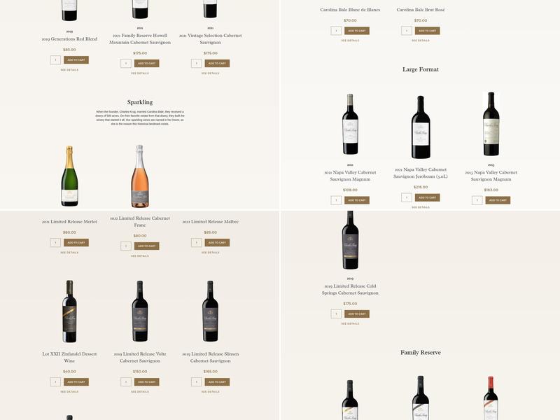 Charles Krug Winery Menu